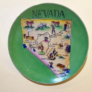 Nevada State Handpainted Ceramic Collectible Decorative Souvenir Plate 8 inches